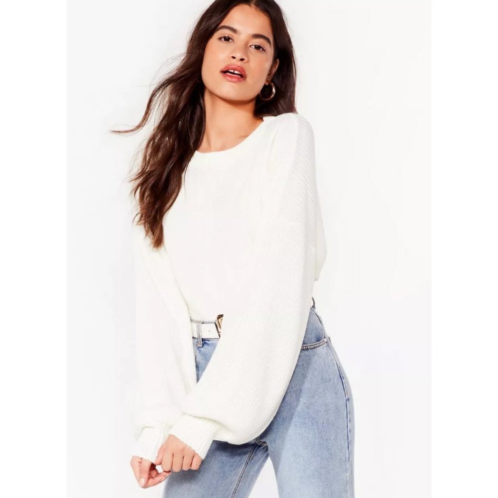 NWT Nasty Gal White Ribbed Sweater